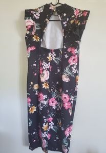 Chinese inspired floral evening dress.